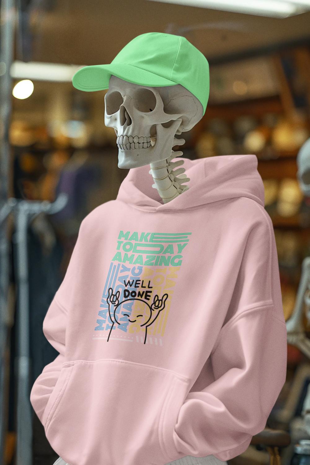 Men's Amazing Typography Hoodie Sweatshirt Light Baby Pink by ZealforTee