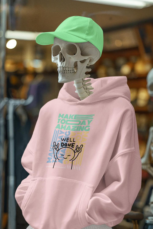 Men's Amazing Typography Hoodie Sweatshirt Light Baby Pink by ZealforTee