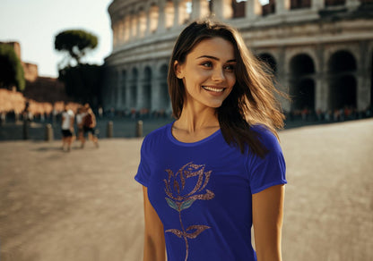 Women's Glitter Rose T-shirt White by ZealforTee