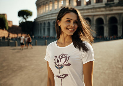 Women's Glitter Rose T-shirt White by ZealforTee