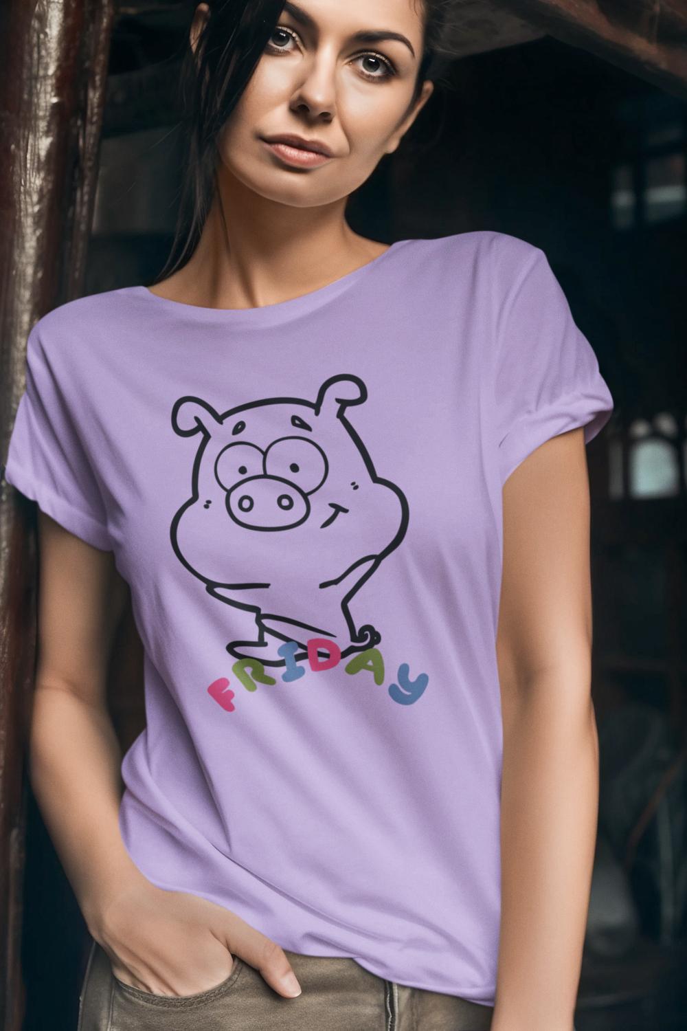 Women's Piggy Friday T-shirt Liril Green by ZealforTee