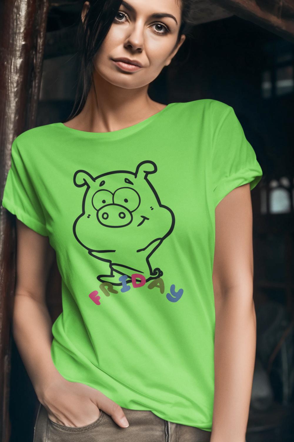 Women's Piggy Friday T-shirt Golden Yellow by ZealforTee