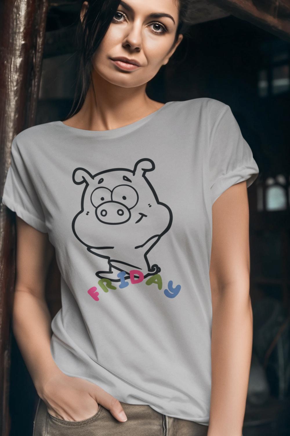 Women's Piggy Friday T-shirt Golden Yellow by ZealforTee