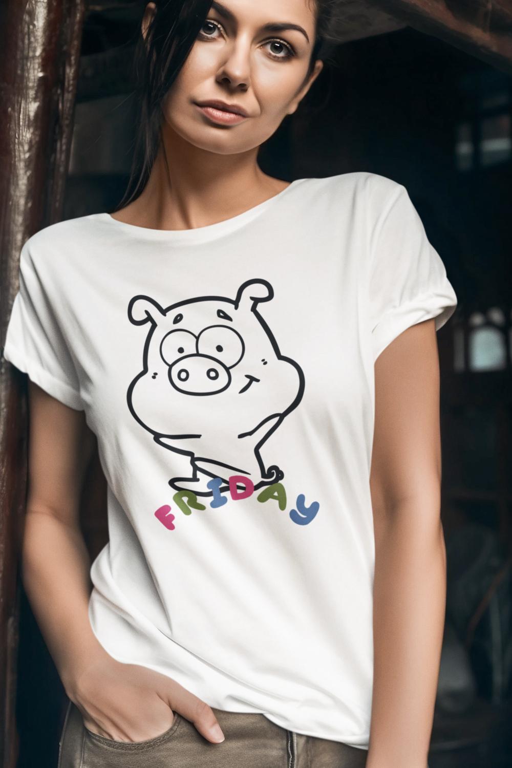 Women's Piggy Friday T-shirt Liril Green by ZealforTee
