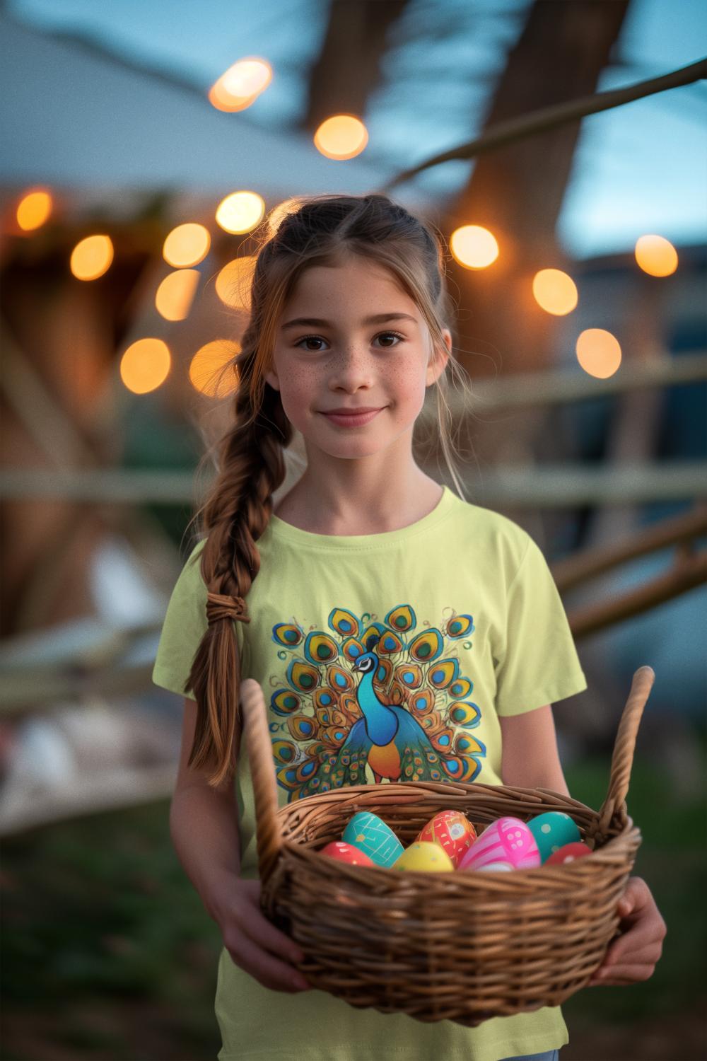 Kid's Dancing Peacock Unisex Tshirt Black by ZealforTee