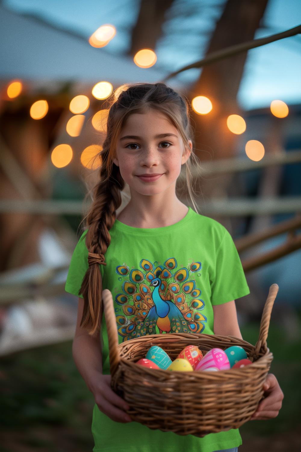 Kid's Dancing Peacock Unisex Tshirt White by ZealforTee