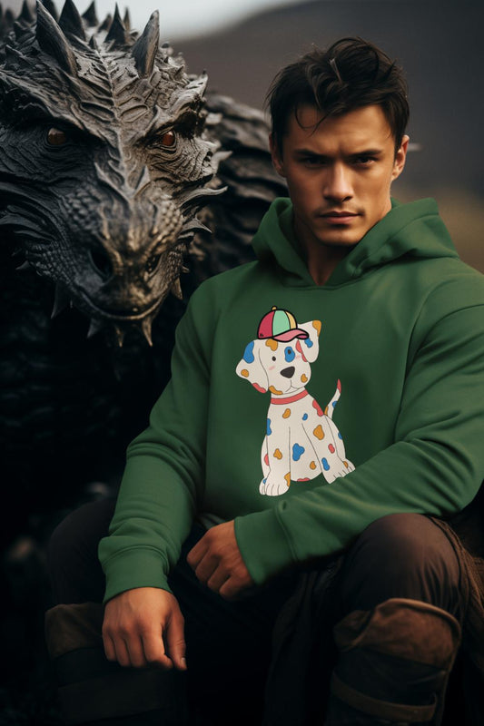 Men's Pups Along Cap Hoodie Sweatshirt Black by ZealforTee