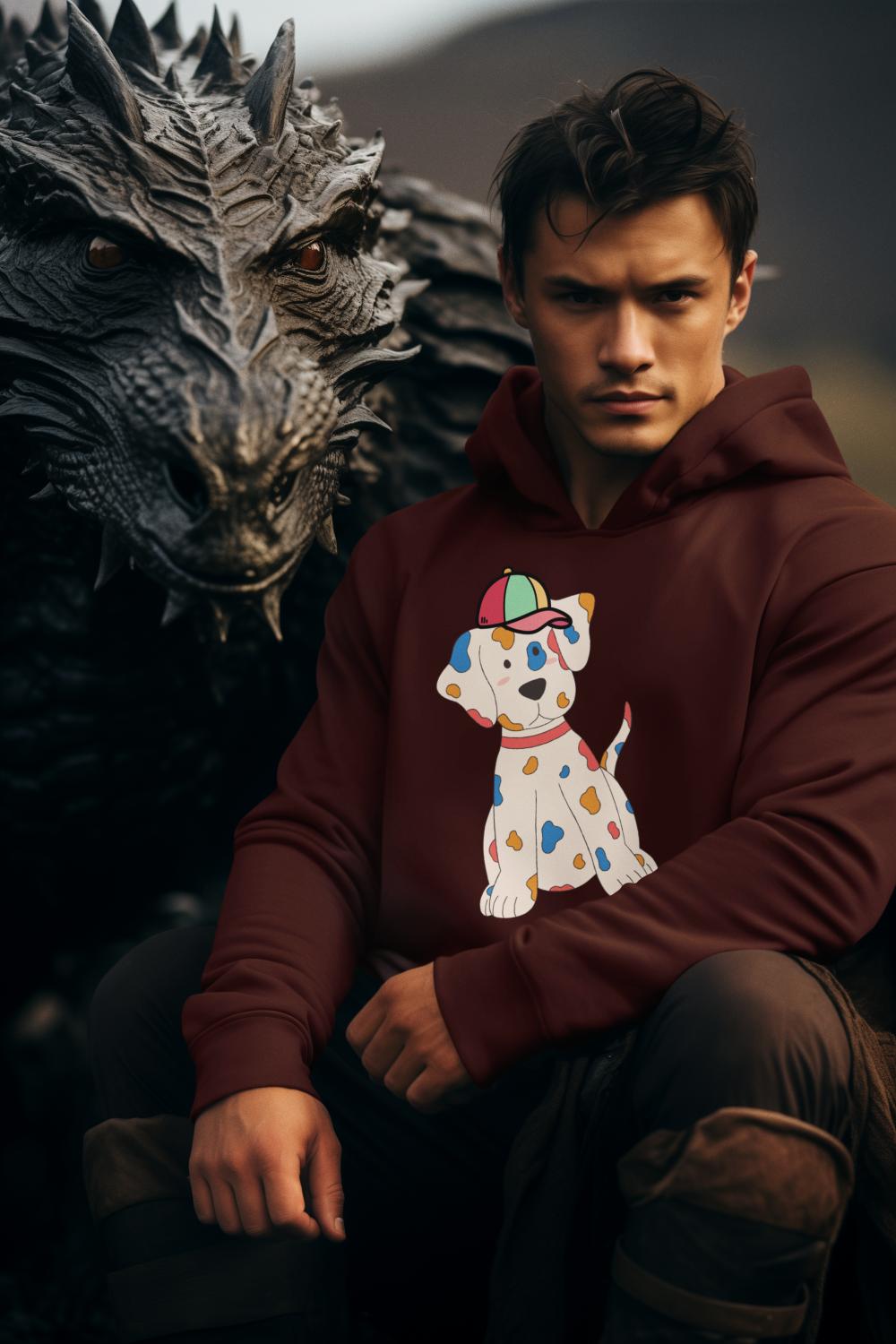 Men's Pups Along Cap Hoodie Sweatshirt White by ZealforTee