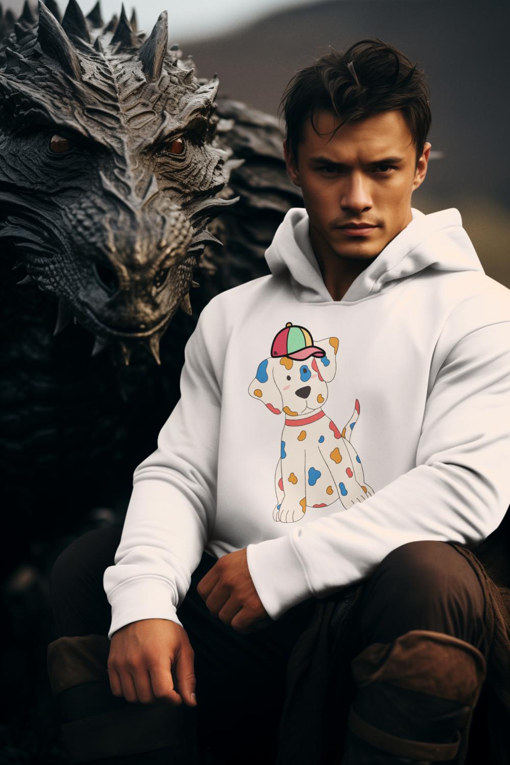 Men's Pups Along Cap Hoodie Sweatshirt Bottle Green by ZealforTee