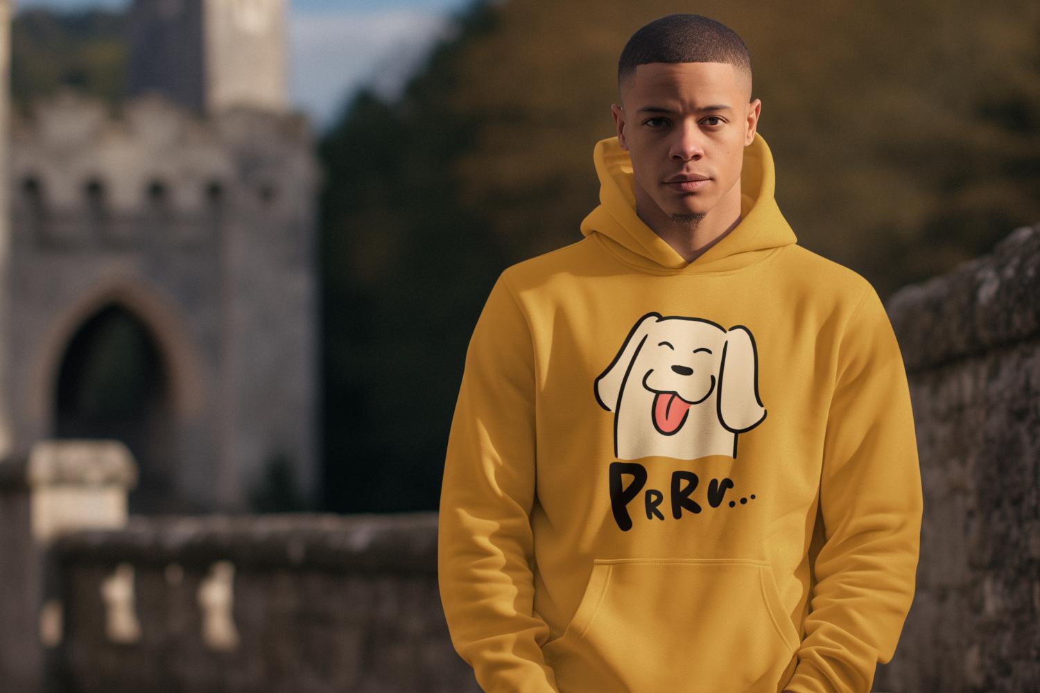 Men's Purr Hoodie Sweatshirt Light Baby Pink by ZealforTee
