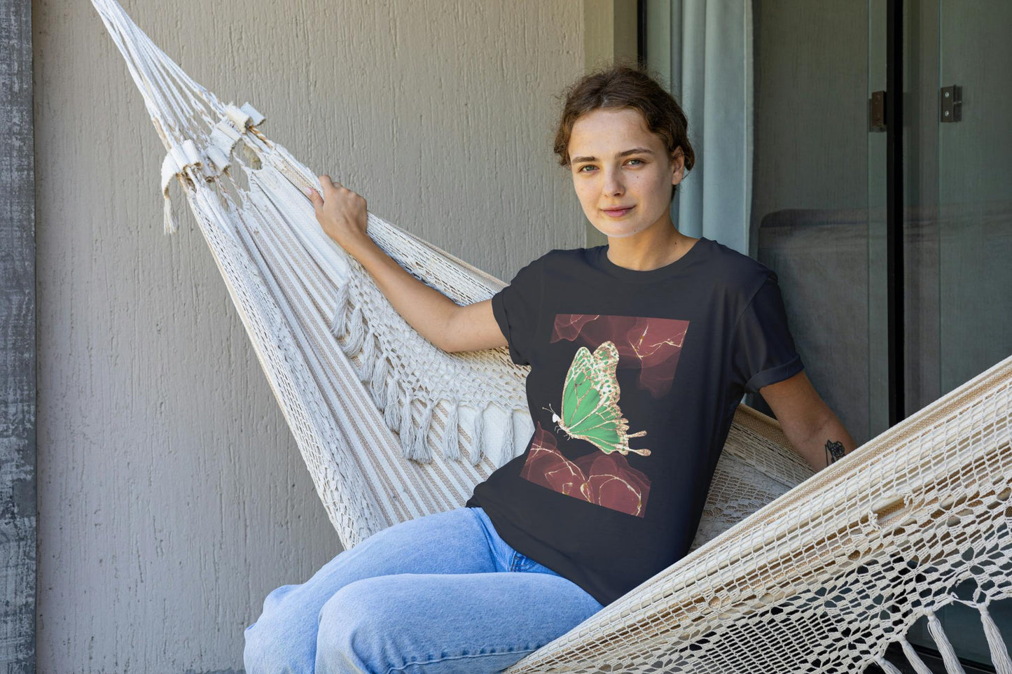 Women's Sparkle Butterfly T-shirt Black by ZealforTee