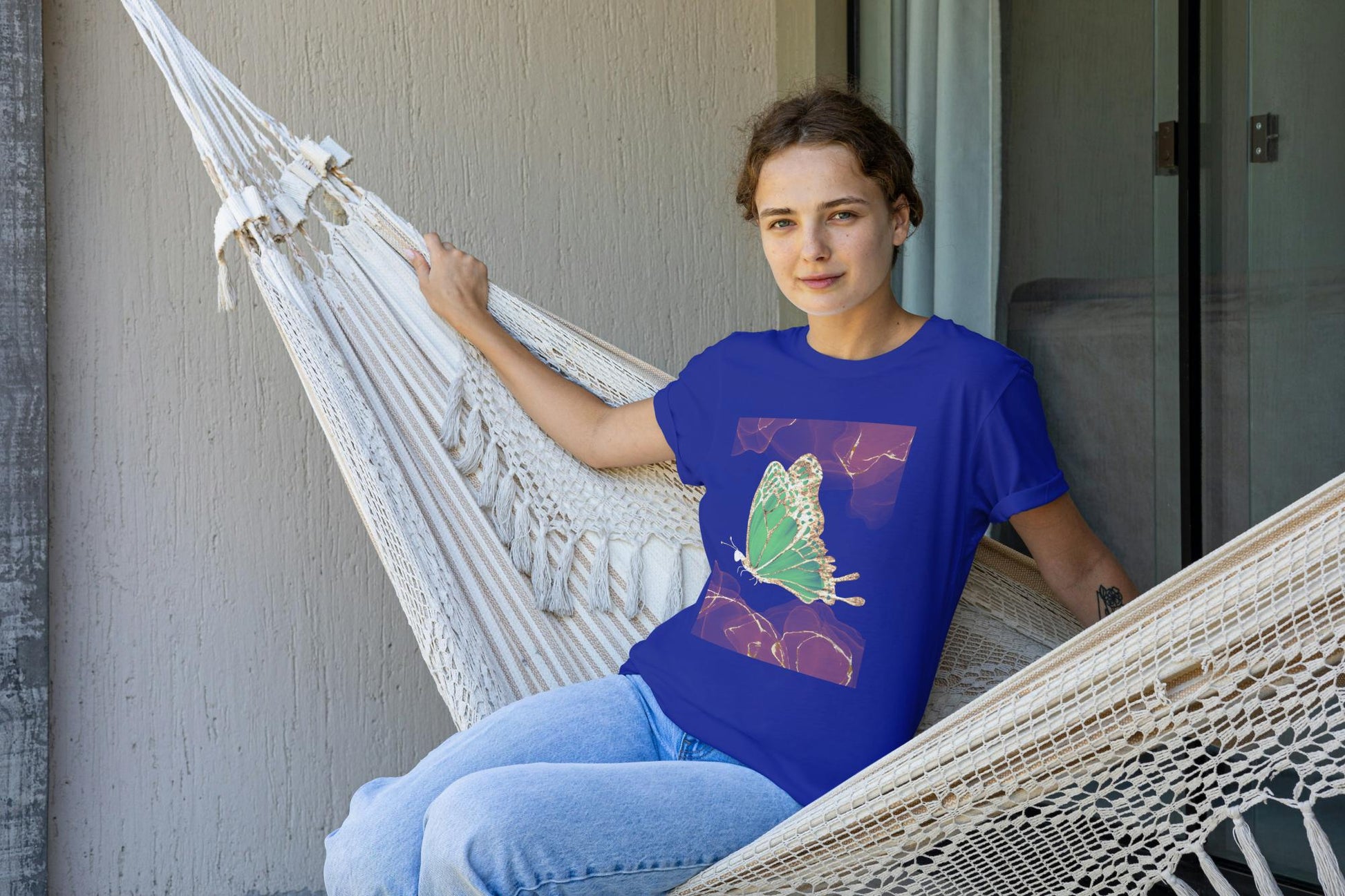 Women's Sparkle Butterfly T-shirt Royal Blue by ZealforTee