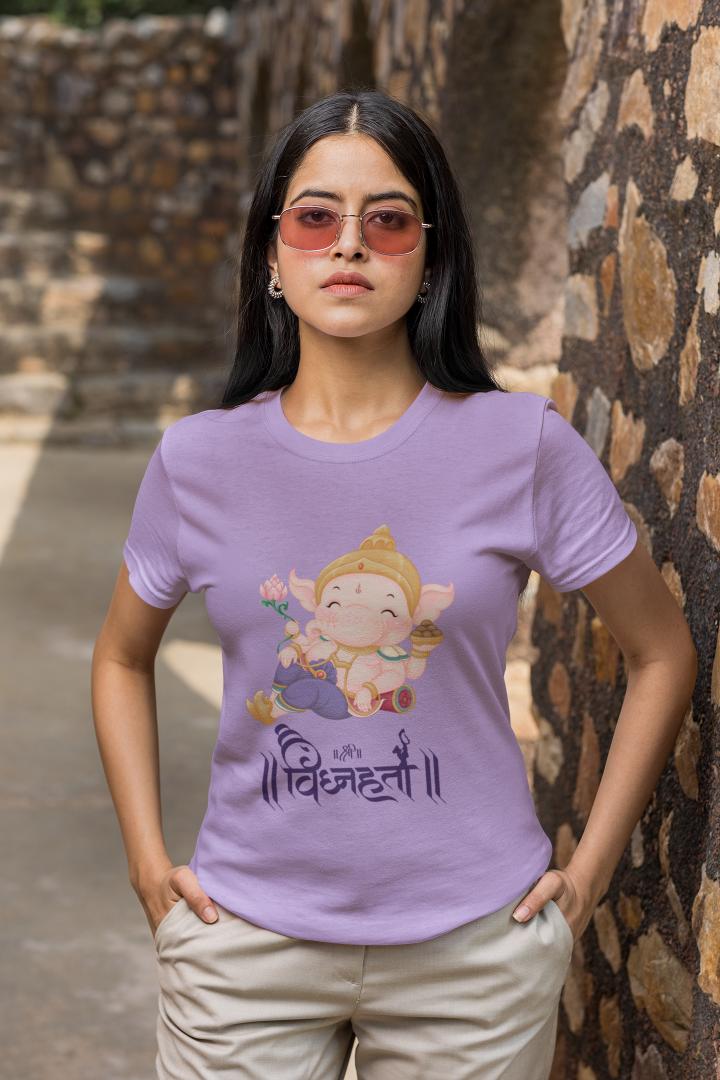 Women's Ganesh Chaturthi T-shirt Iris Lavender by ZealforTee