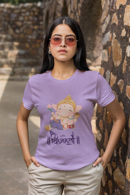 Women's Ganesh Chaturthi T-shirt Iris Lavender by ZealforTee
