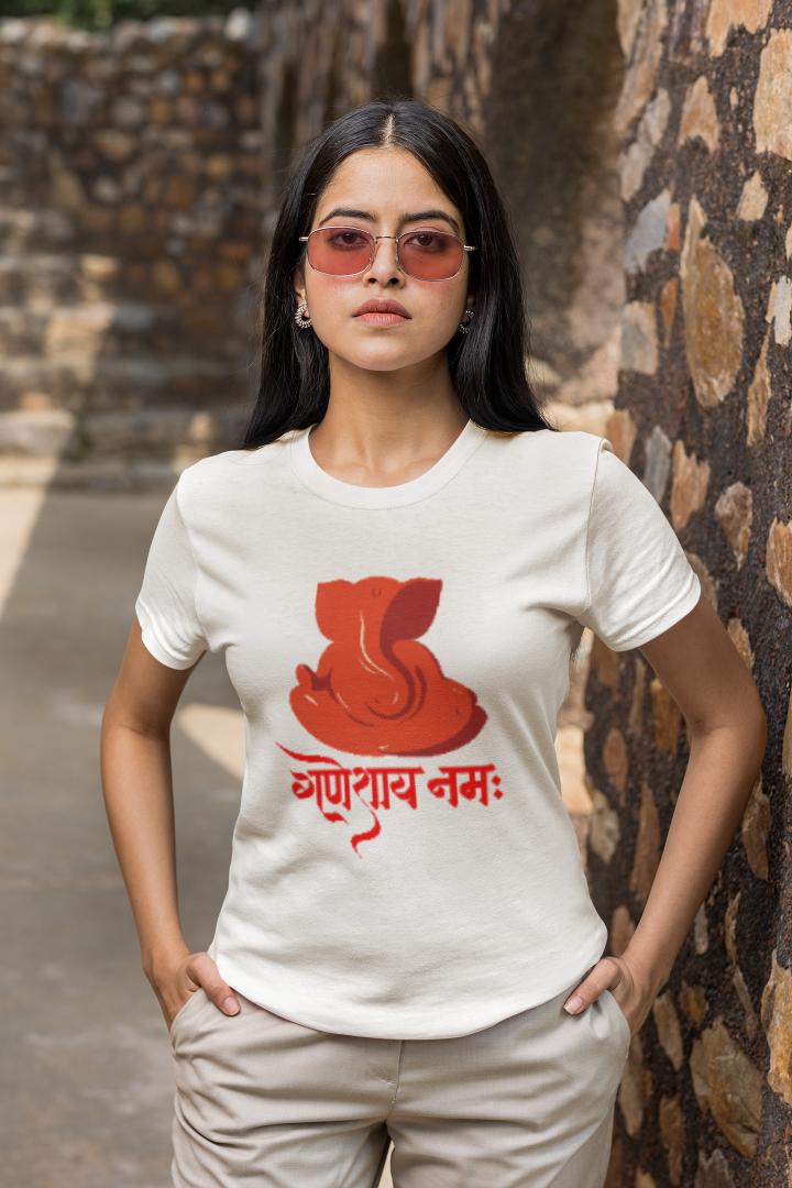 Women's Ganesh Chaturthi T-shirt White by ZealforTee