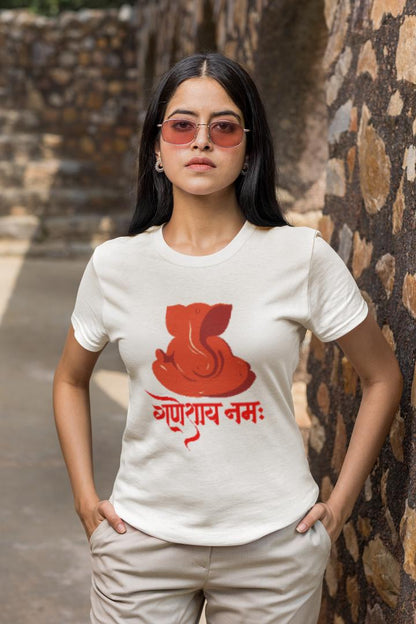 Women's Ganesh Chaturthi T-shirt White by ZealforTee