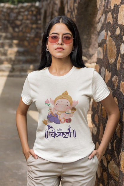 Women's Ganesh Chaturthi T-shirt White by ZealforTee