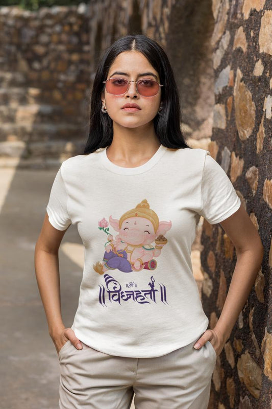 Women's Ganesh Chaturthi T-shirt White by ZealforTee