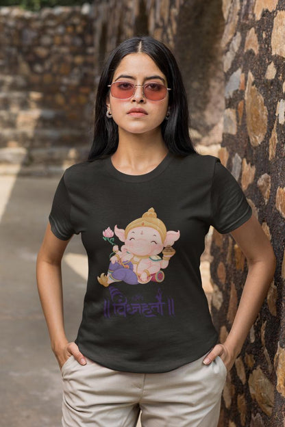 Women's Ganesh Chaturthi T-shirt Black by ZealforTee