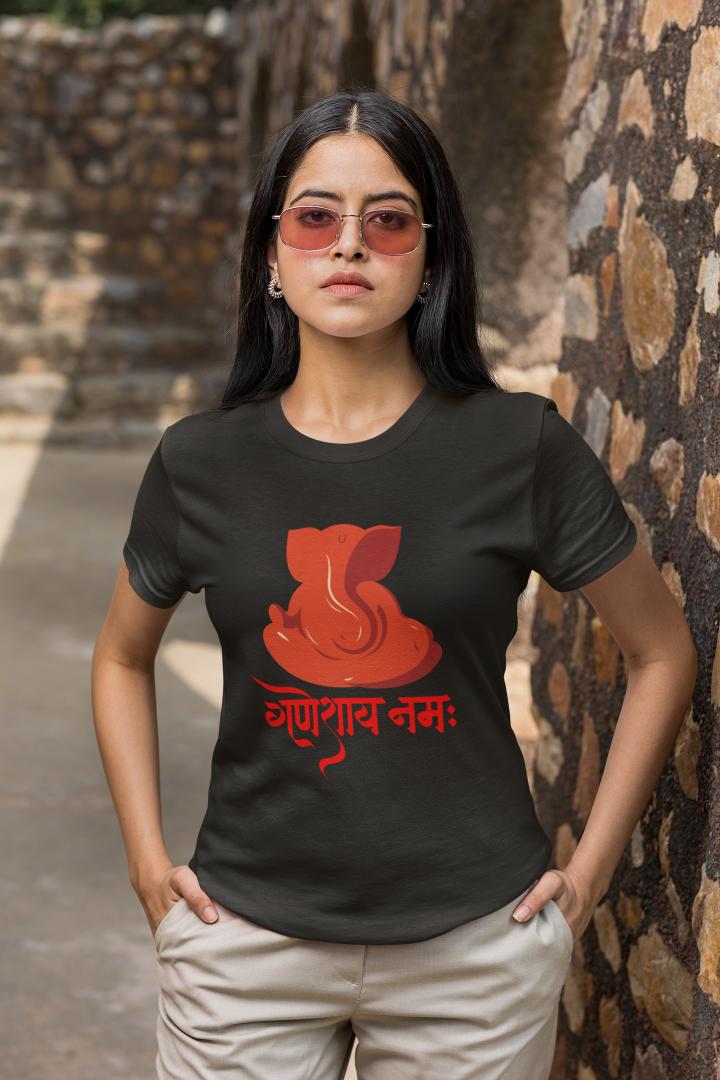 Women's Ganesh Chaturthi T-shirt Black by ZealforTee
