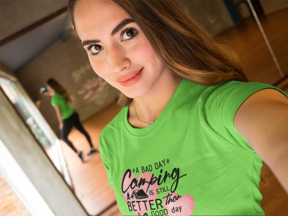 Women's Camping Is Better Than Good Working Days T-shirt Liril Green by ZealforTee