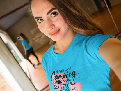 Women's Camping Is Better Than Good Working Days T-shirt Sky Blue by ZealforTee