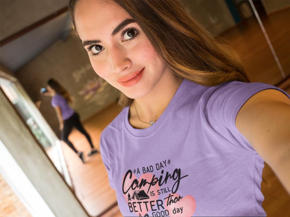 Women's Camping Is Better Than Good Working Days T-shirt Iris Lavender by ZealforTee