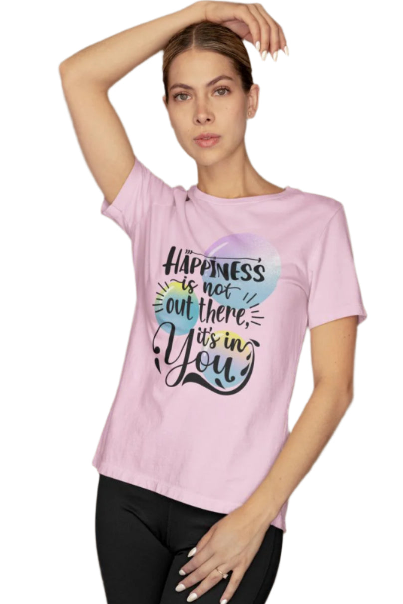 Women's Happiness in You T-shirt Light Pink by ZealforTee