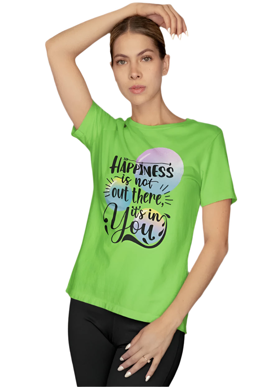 Women's Happiness in You T-shirt Liril Green by ZealforTee