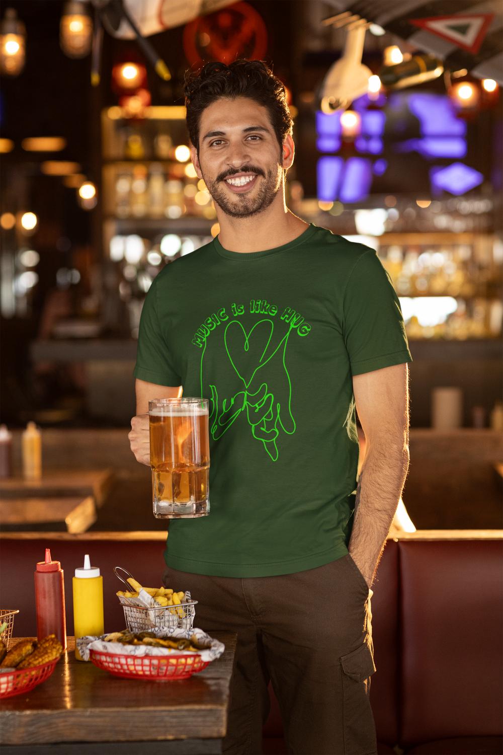 Men's Music is like Hug T-shirt New Yellow by ZealforTee