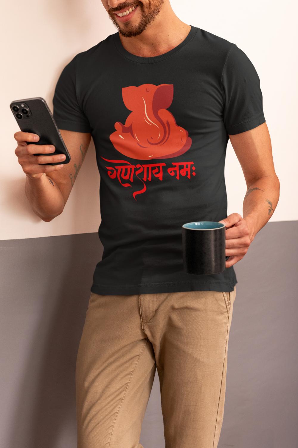 Men's Ganesh Chaturthi T-shirt Black by ZealforTee