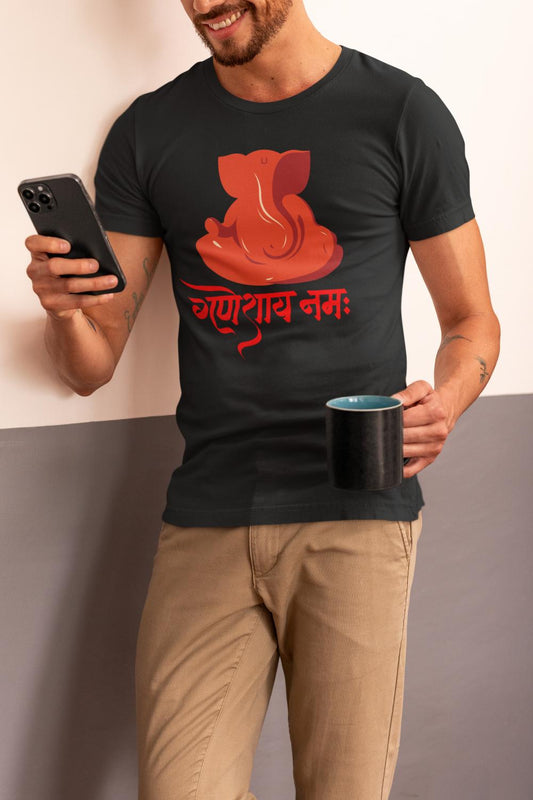 Men's Ganesh Chaturthi T-shirt Black by ZealforTee