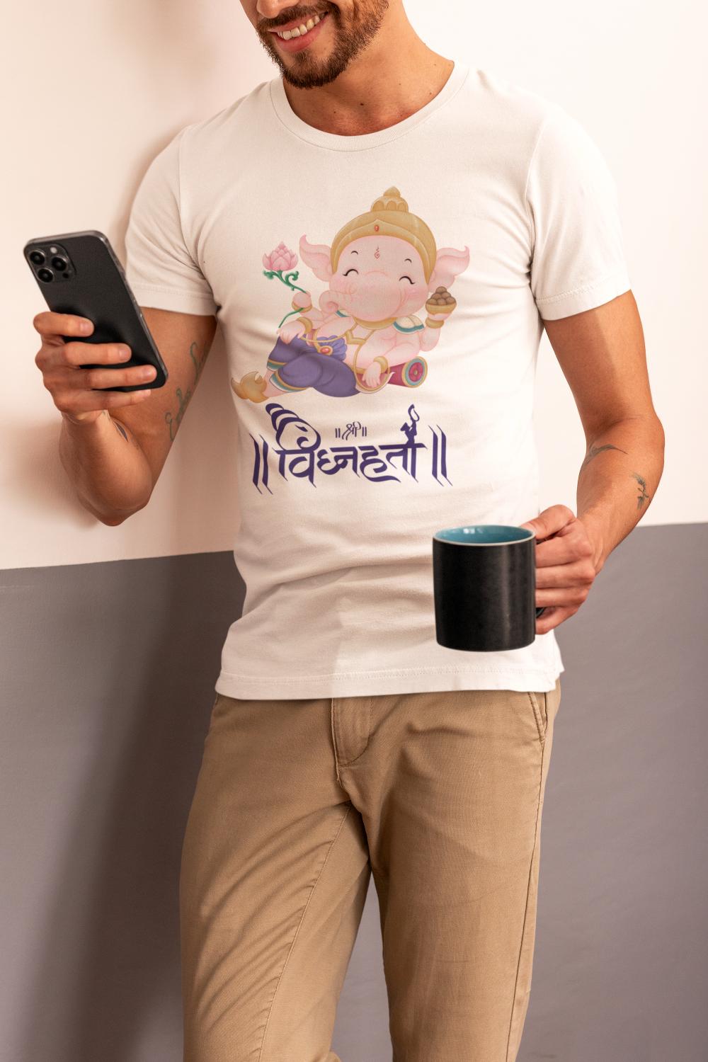 Men's Ganesh Chaturthi T-shirt Flag Green by ZealforTee