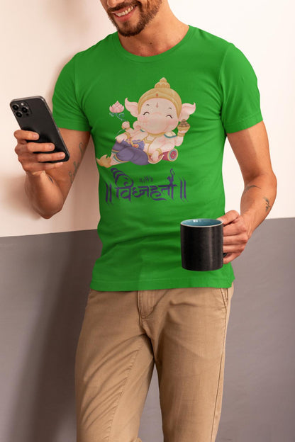 Men's Ganesh Chaturthi T-shirt Flag Green by ZealforTee