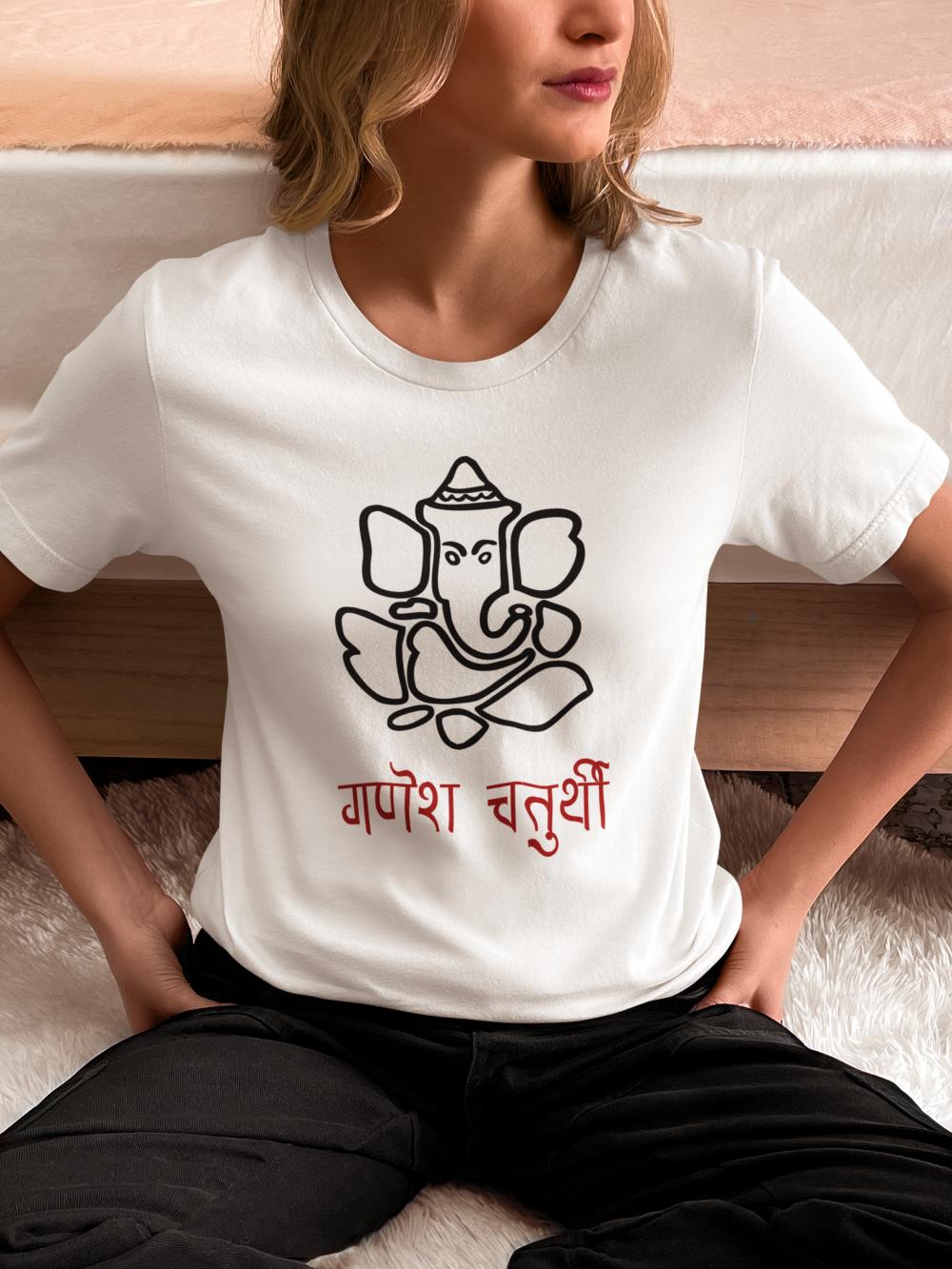 Women's Ganesh Chaturthi T-shirt White by ZealforTee