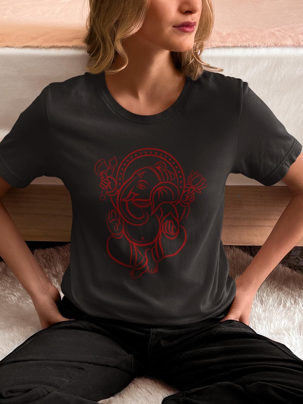 Women's Ganesh Chaturthi T-shirt Golden Yellow by ZealforTee