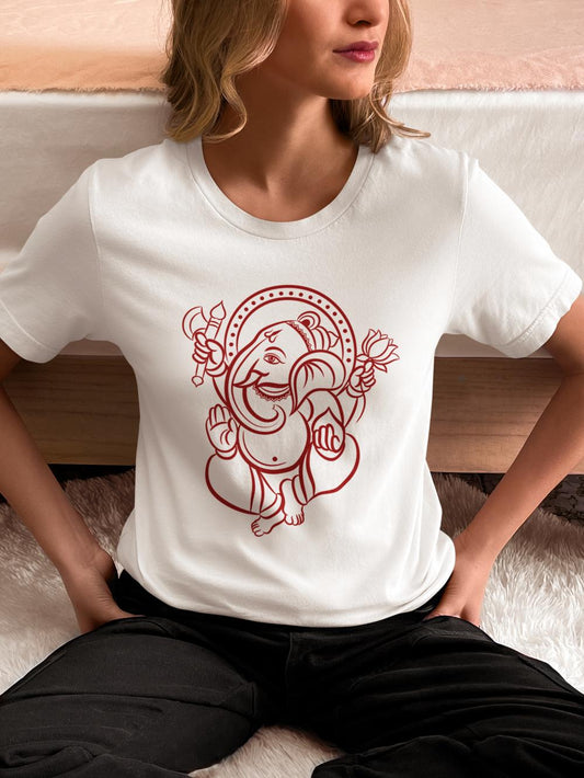 Women's Ganesh Chaturthi T-shirt Golden Yellow by ZealforTee