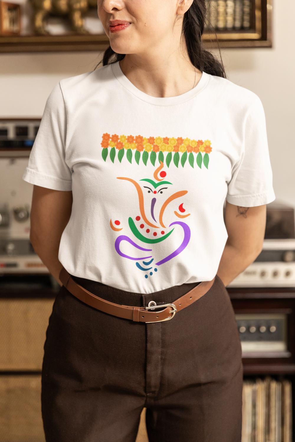 Women's Ganesh Chaturthi T-shirt Light Pink by ZealforTee