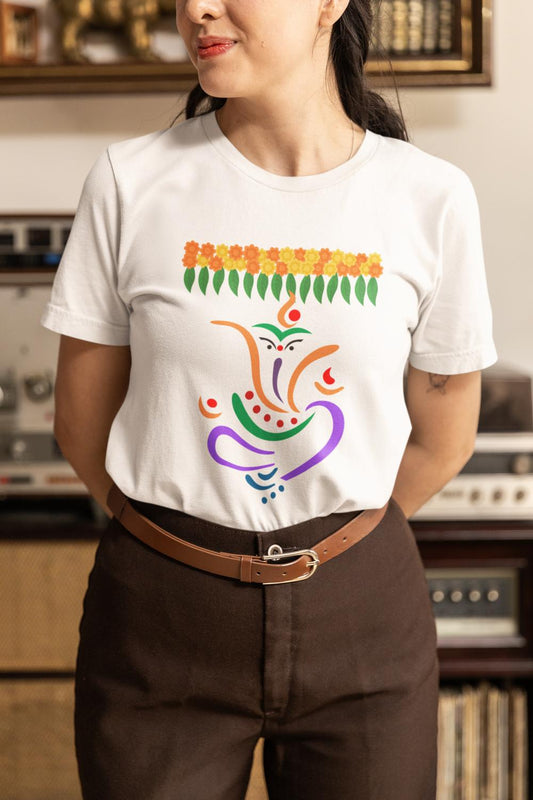 Women's Ganesh Chaturthi T-shirt Light Pink by ZealforTee