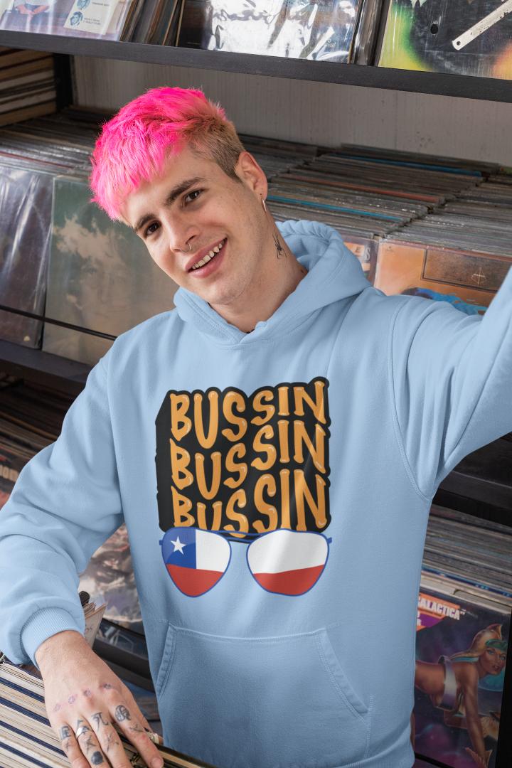 Men's Gen-Z Bussin Hoodie Sweatshirt Baby Blue by ZealforTee