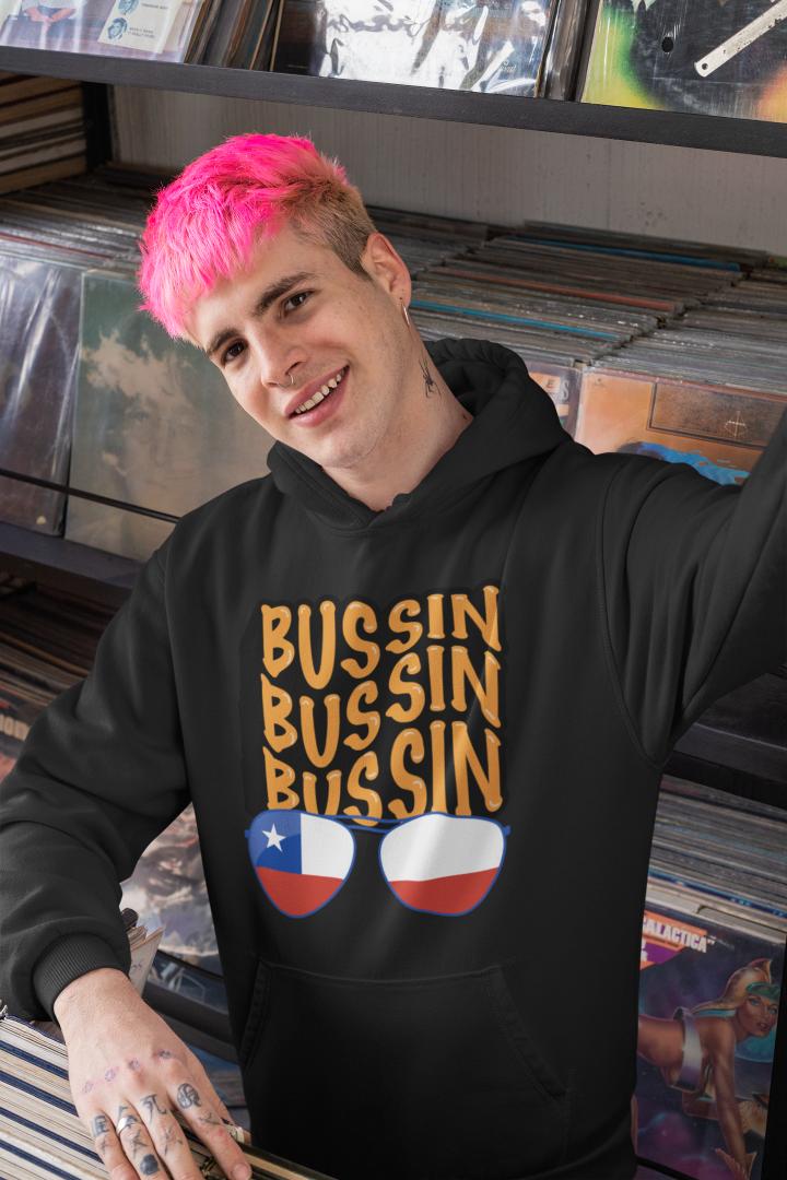 Men's Gen-Z Bussin Hoodie Sweatshirt Baby Blue by ZealforTee