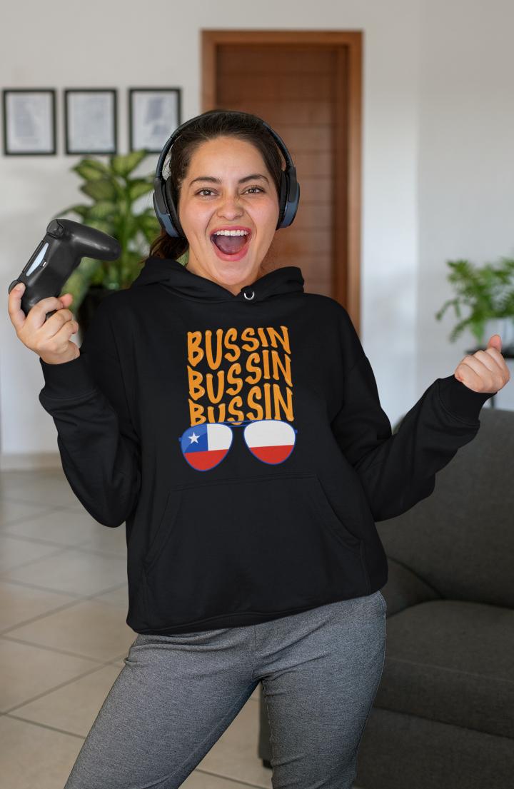 Women's  Gen-Z  Bussin Hoodie Sweatshirt Black by ZealforTee