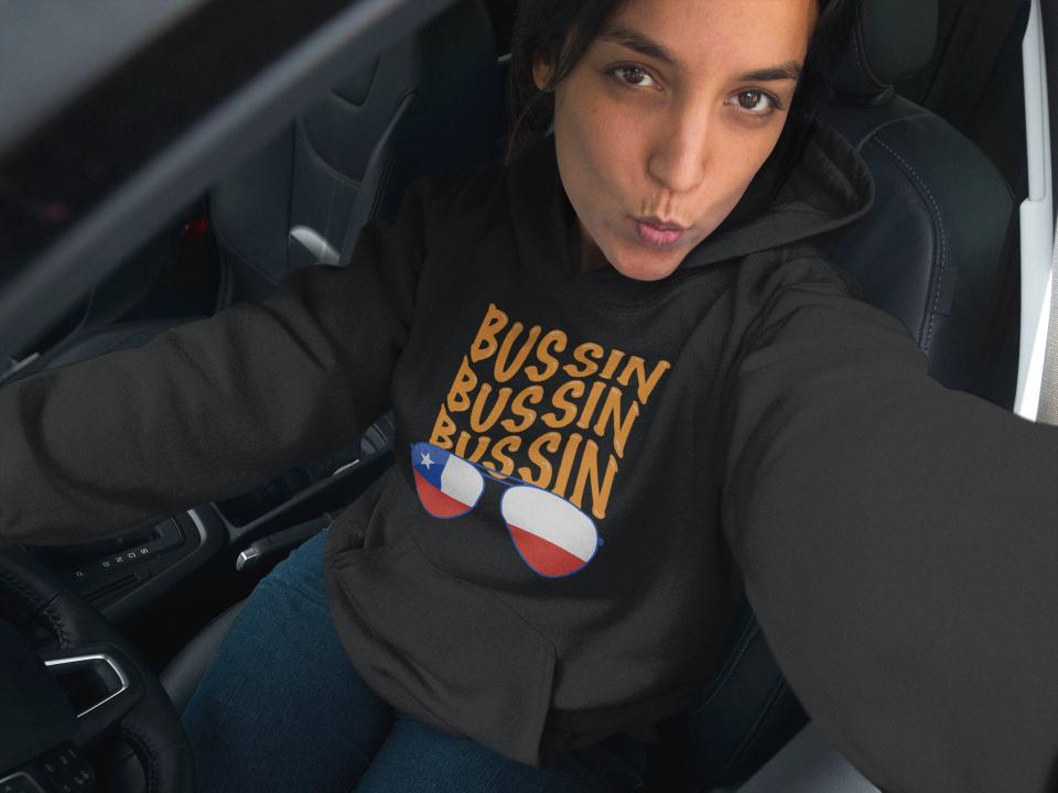 Women's  Gen-Z  Bussin Hoodie Sweatshirt Black by ZealforTee
