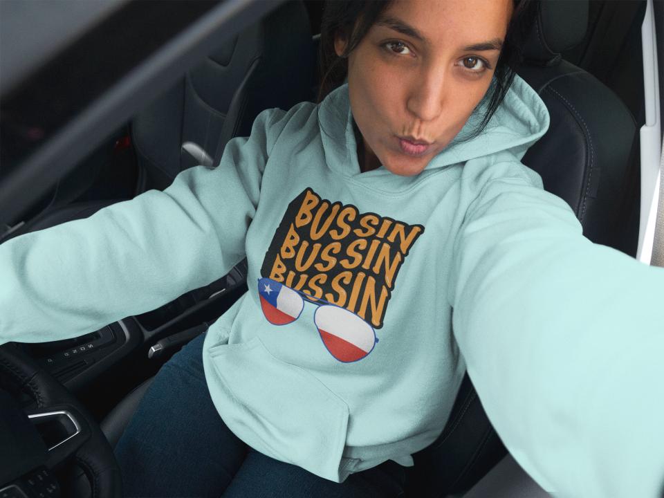 Women's  Gen-Z  Bussin Hoodie Sweatshirt Black by ZealforTee