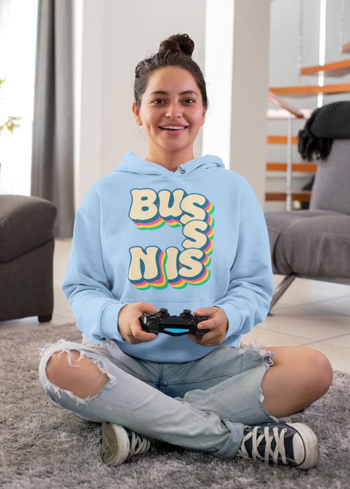 Women's Bussin Gen-Z Hoodie Sweatshirt Baby Blue by ZealforTee