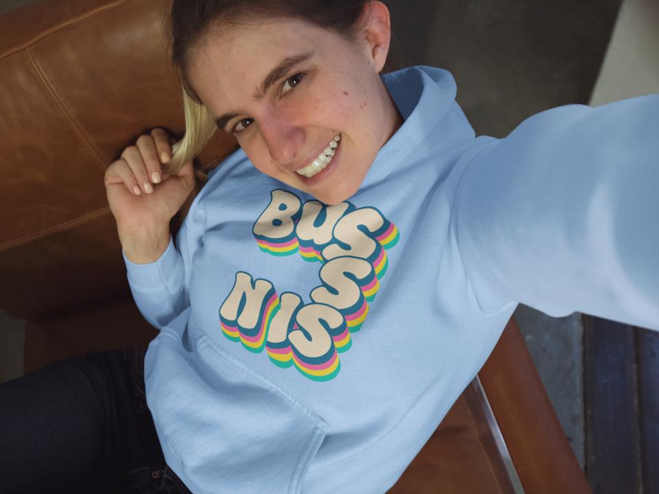 Women's Bussin Gen-Z Hoodie Sweatshirt Baby Blue by ZealforTee