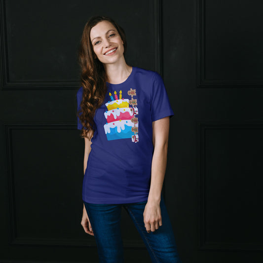 Women's Round Neck Cake T-shirt Royal Blue by ZealforTee