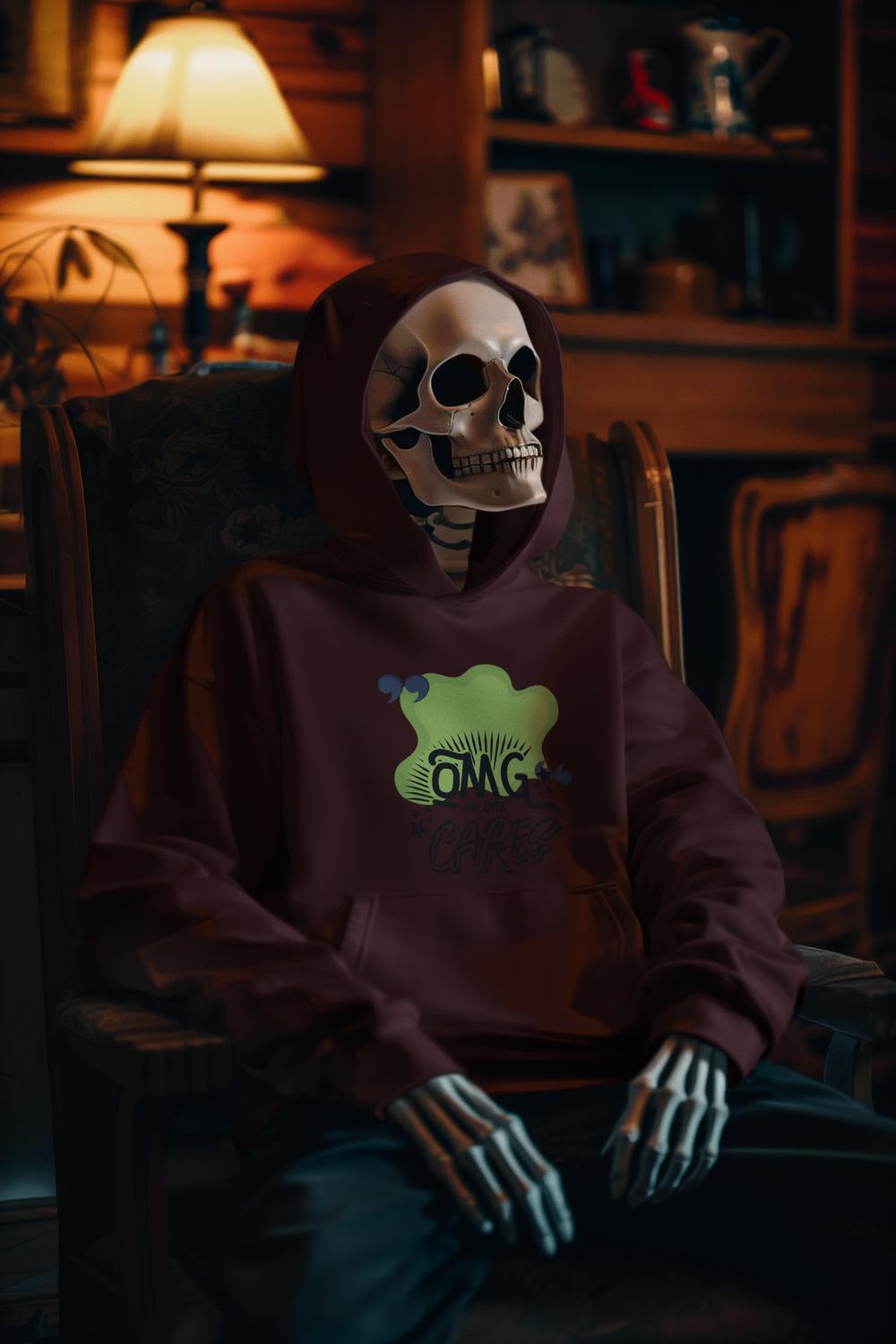 Men's No One Care Typography Hoodie Sweatshirt Maroon by ZealforTee