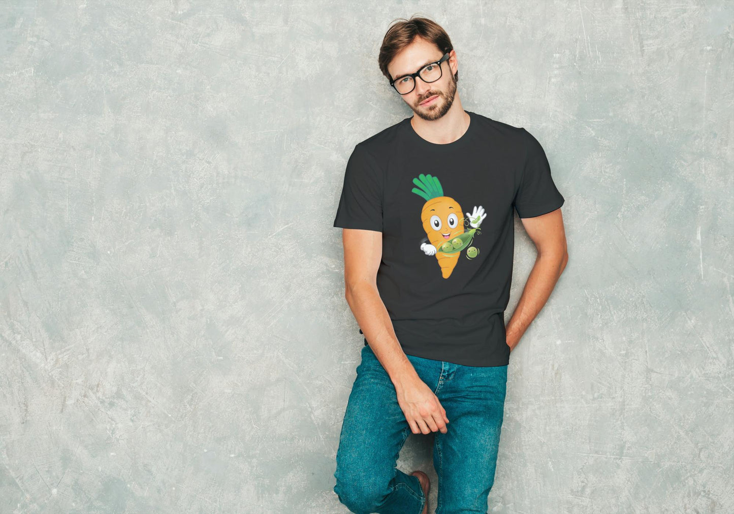 Men's Round Neck Carrot T-shirt New Yellow by ZealforTee