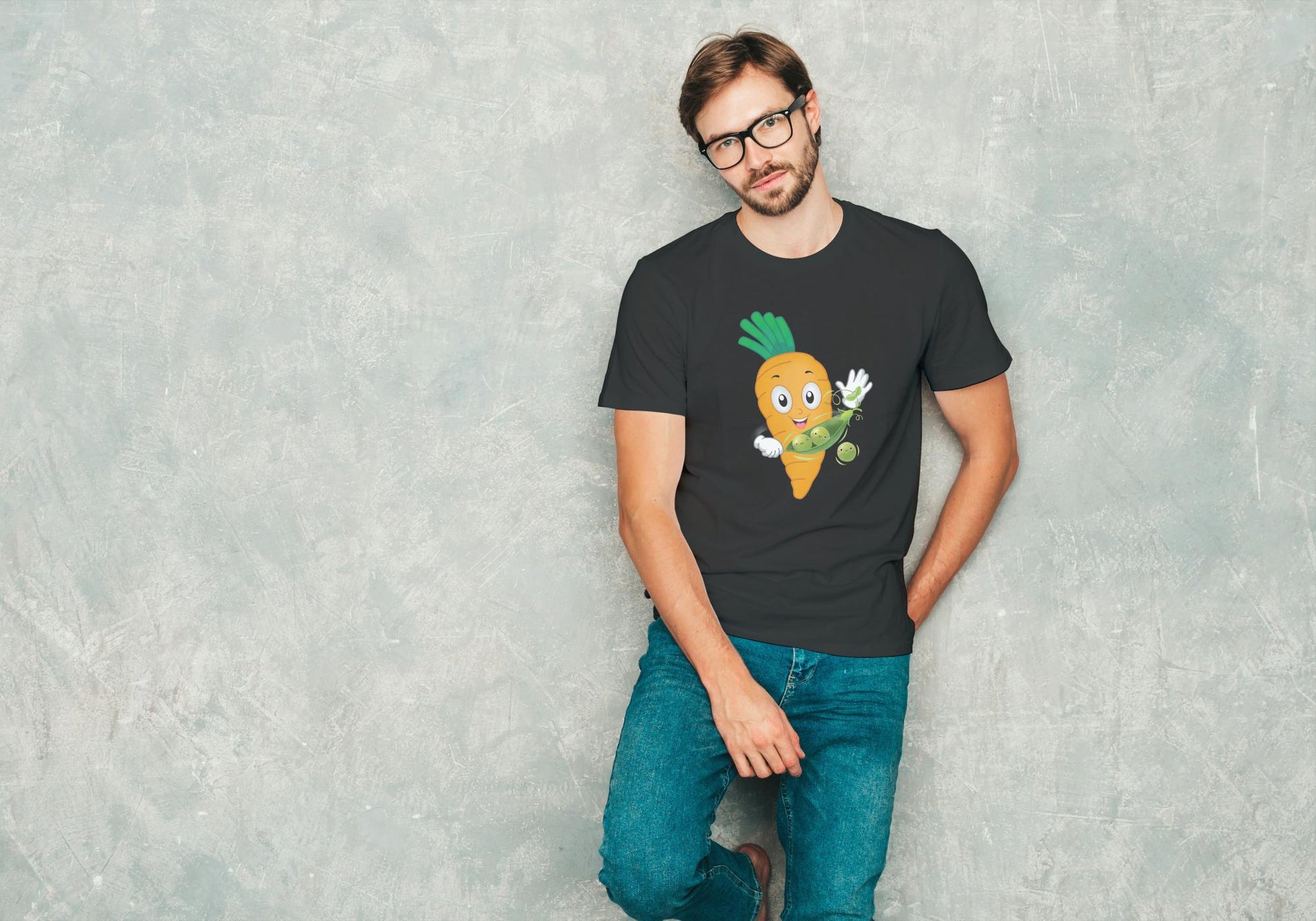 Men's Round Neck Carrot T-shirt New Yellow by ZealforTee